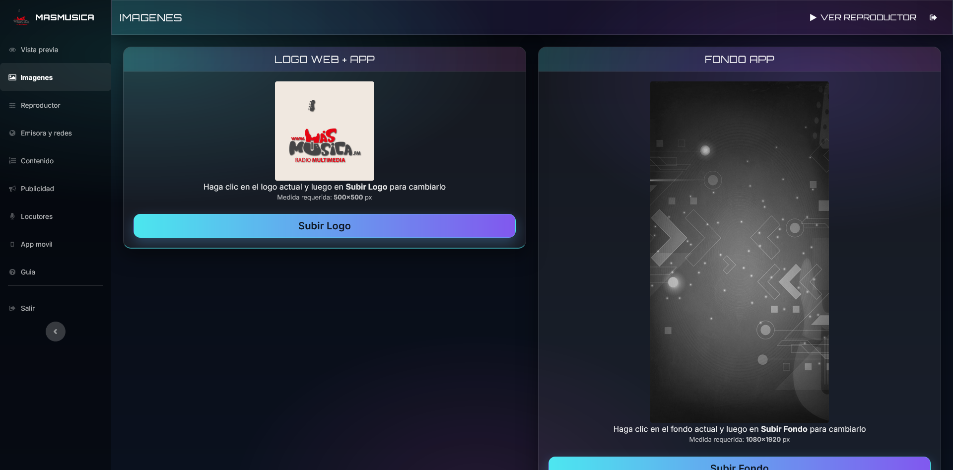 Imagenes Imagenes del panel del reproductor